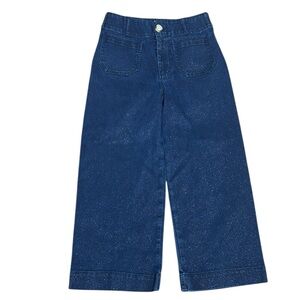 Anthropologie Maeve the Colette high rise wide leg crop pants sparkle edition